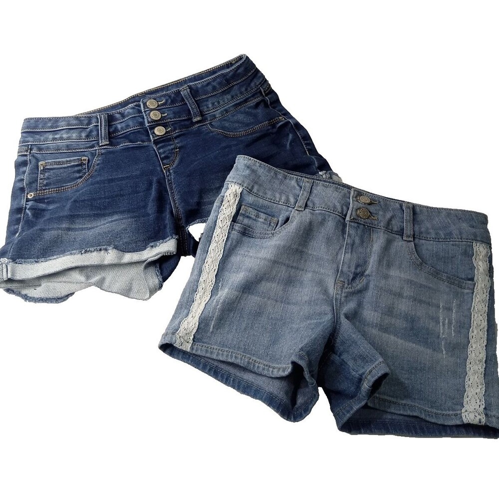 Lot 2 Pairs Denim Shorts Size 16 Imperial Star Epic Threads Blue Jean Lace